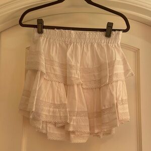 LoveShackFancy Cream Layered Mini Skirt